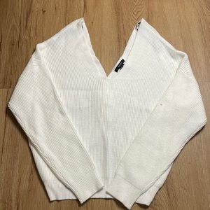 White V-neck sweater